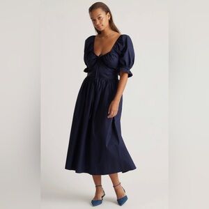 NWT 100% Organic Cotton Puff Sleeve Midi Dress - Quince